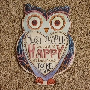 Adorable Metal Owl Sign